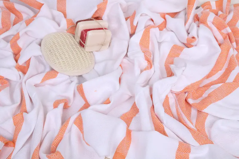 Turkish beach towel, Sand-free peshtemal towel for the beach, Organic Turkish towel, Beach Towel Gift, 70x40 Cotton Herringbone Towel, Spa Gift - 7