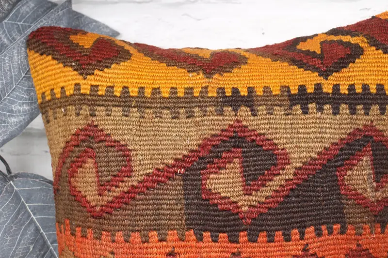 Art Deco Pillow Cover, Tapestry Cushion, Handmade Kilim Cushion, Turkish Kilim Pillow, 12x12 Brown Cushion, Antique Pillows, Pillow Sham - 2