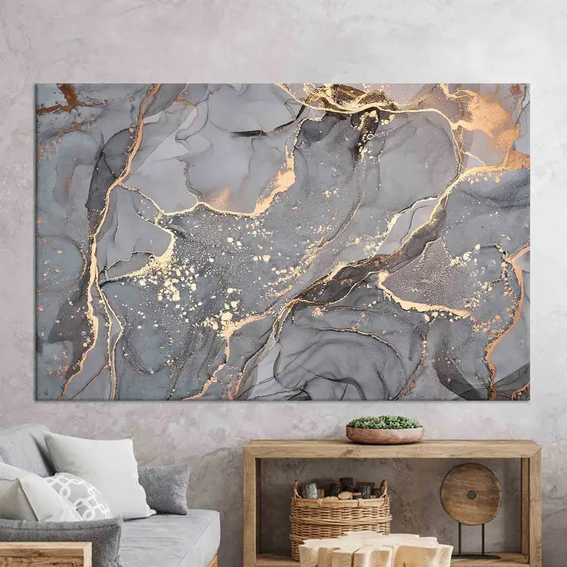 Elegant Gray Marble Printed Canvas - Modern Luxury Decor