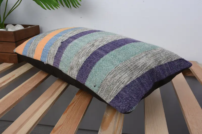 Wholesale Pillow Sham, 12x20 Blue Cushion Cover, Interior Designer Pillow, Vintage Pillow, Ottoman Cushion, Pillow, Kilim Cushion Sham - 6