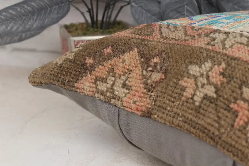 Kilim Cushion Sham, Turkish Pillow, 16x16 Blue Cushion Case, Antique Pillows, Hippie Throw Pillow Case, Cushion, Outdoor Pillow Cover - 7
