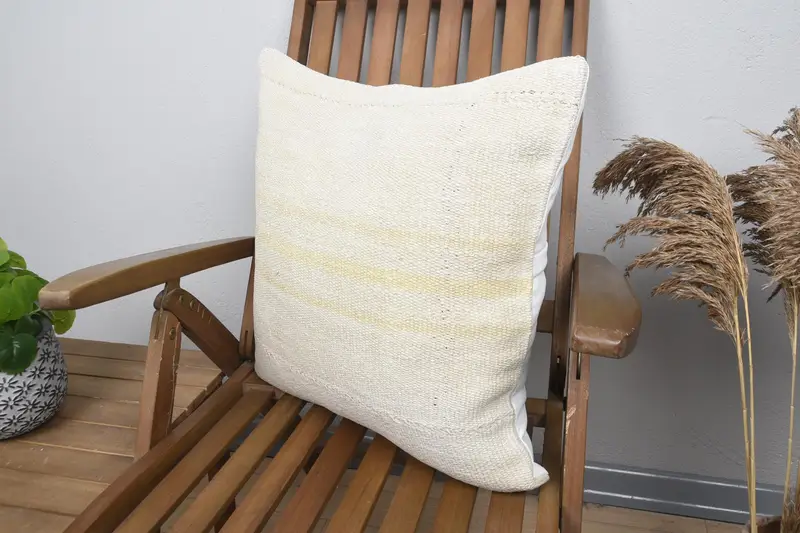 Pillow, Kilim Pillow, 20x20 Beige Pillow, Gift Pillow, Living Room Throw Cushion Cover, Turkish Corner Pillow Case, Interior Designer Pillow - 3