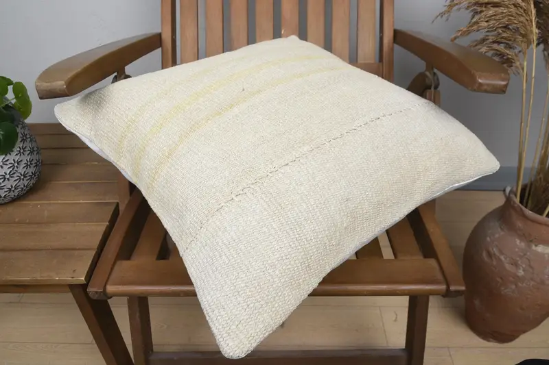 Pillow, Kilim Pillow, 20x20 Beige Pillow, Gift Pillow, Living Room Throw Cushion Cover, Turkish Corner Pillow Case, Interior Designer Pillow - 4