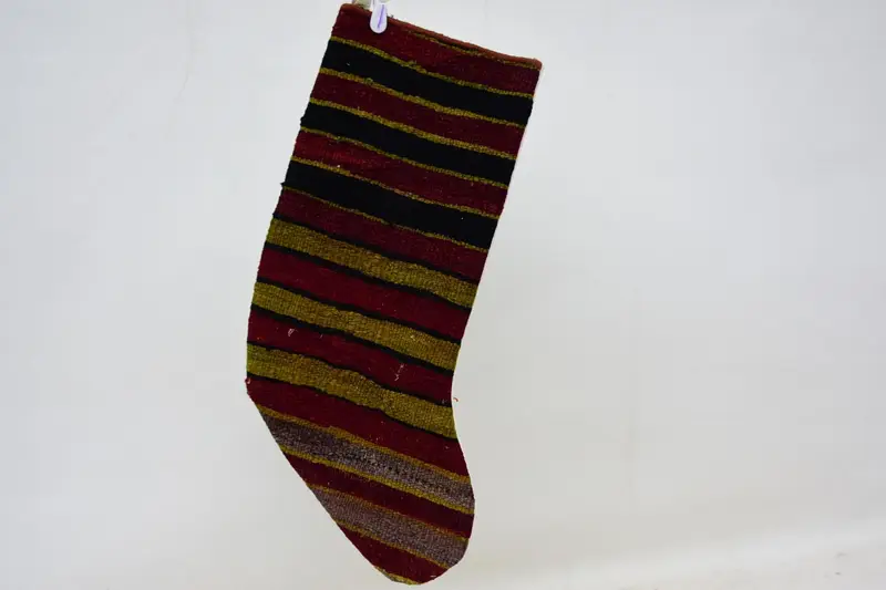 Red and Yellow Christmas Ornaments Stocking, Festive Holiday Stocking