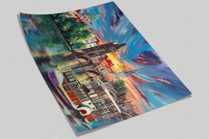 Prague View Wall Poster, Oil Wall Decals, Prague City Landscape Digital Paper, Landscape Wall Painting, Bright Wall Paper, View Wall Art, - 8