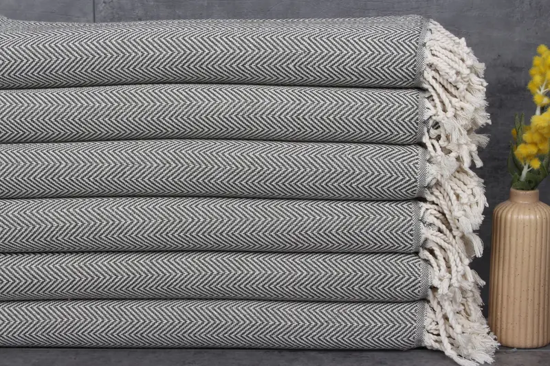 Turkish Beach Towel Khaki Green Herringbone, 40x71 Inches