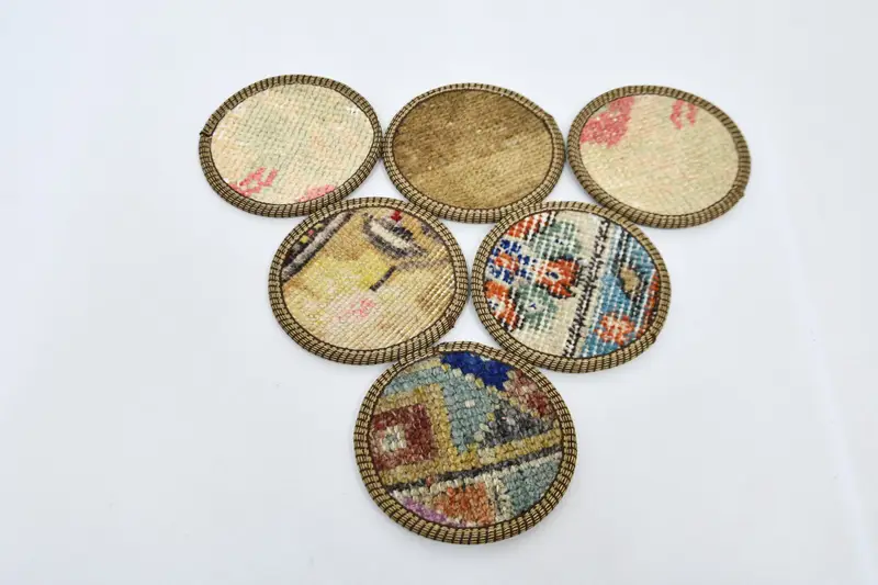 Posavasos bohemio beige y bronce, posavasos bohemio redondo