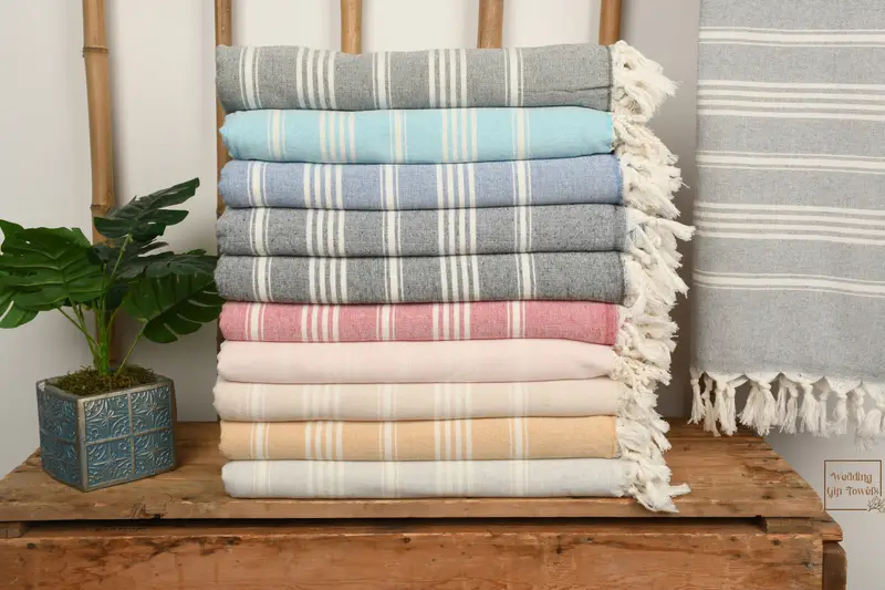 Personalized Turkish Cotton Towel Striped Beige, 40x70 Inches