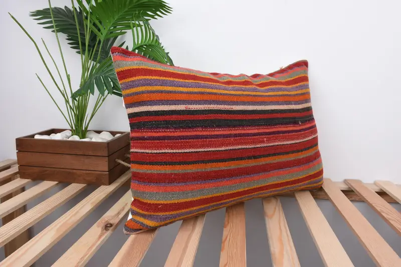 16x24 Red Pillow, Ethnical Kilim Rug Pillow, Cushion Cover, Turkish Bench Cushion Cover, Gift Pillow, Pillow for Couch, Turkish Bench Pillow Cover - 4