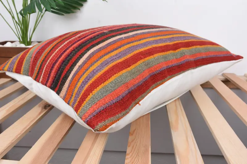 16x24 Red Pillow, Ethnical Kilim Rug Pillow, Cushion Cover, Turkish Bench Cushion Cover, Gift Pillow, Pillow for Couch, Turkish Bench Pillow Cover - 6