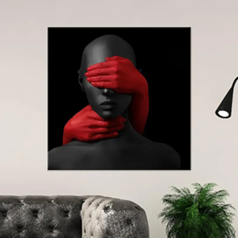 Moderno lienzo en negro y rojo para dormitorios modernos