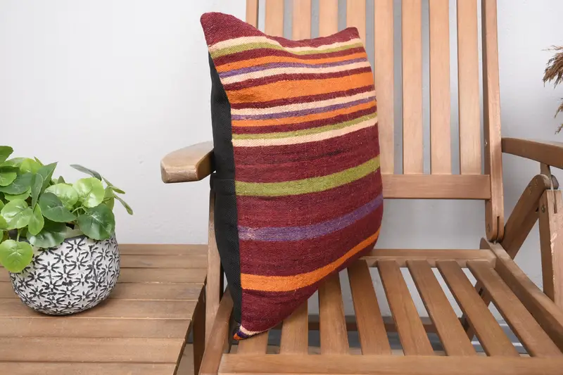 Handmade Pillow Cover, 18x18 Red Cushion Case, Bohemian Cushion Pillow Sham, Turkish Kilim Pillow, Pillow, Antique Pillows, Pillow for Couch - 2