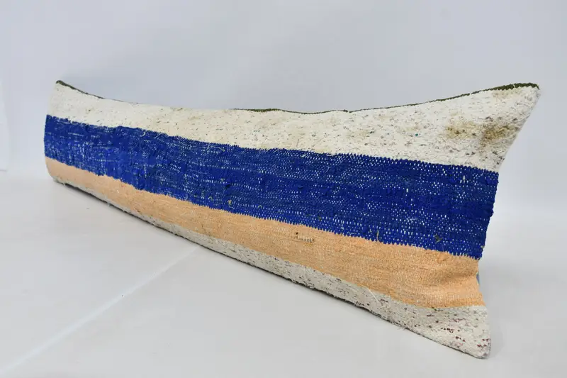 Cushion Cover, Aztec Cushion, 12x48 Blue Cushion Cover, Kilim Pillow, Anatolian Cushion, Turkish Kilim Pillow, Turkish Pillow - 4