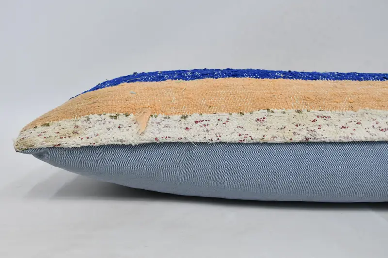 Cushion Cover, Aztec Cushion, 12x48 Blue Cushion Cover, Kilim Pillow, Anatolian Cushion, Turkish Kilim Pillow, Turkish Pillow - 6