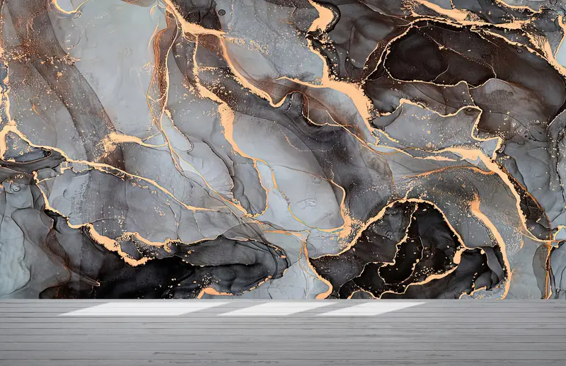 Modern Wall Paper, Gray And Black Marble Wall Art, 3d Wall Paper, Paper Wall Art, Alcohol Ink Wall Decor, Luxury Marble Wallpaper, - 3
