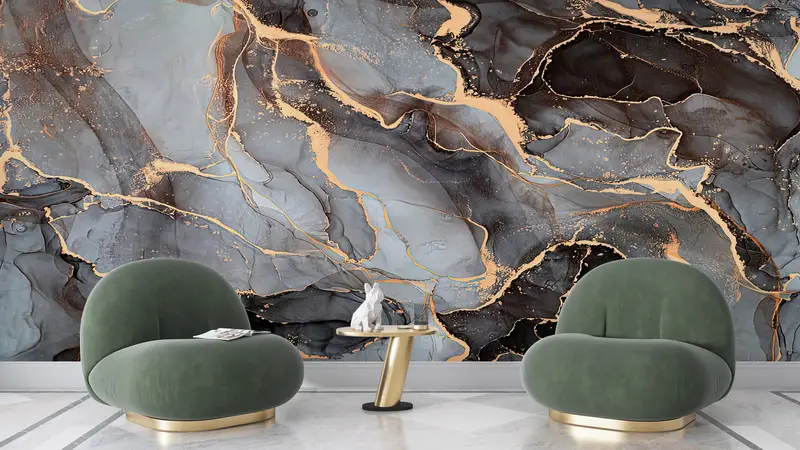 Modern Wall Paper, Gray And Black Marble Wall Art, 3d Wall Paper, Paper Wall Art, Alcohol Ink Wall Decor, Luxury Marble Wallpaper, - 6