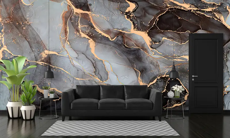 Modern Wall Paper, Gray And Black Marble Wall Art, 3d Wall Paper, Paper Wall Art, Alcohol Ink Wall Decor, Luxury Marble Wallpaper, - 7