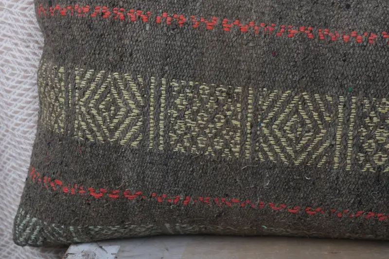 12x36 Brown Pillow Sham, Cushion Case, Crochet Pattern Cushion Case, Vintage Kilim Pillow, Pillow for Sofa, Kilim Pillow, Outdoor Patio Cushion Case - 3
