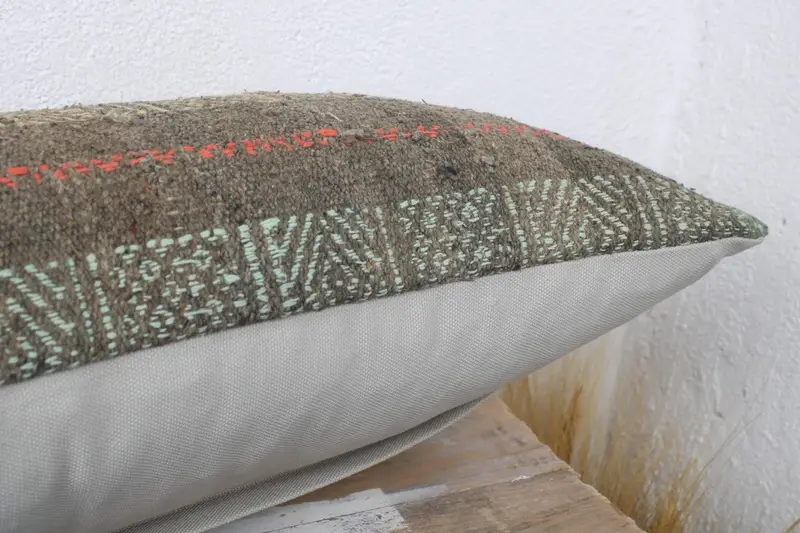 12x36 Brown Pillow Sham, Cushion Case, Crochet Pattern Cushion Case, Vintage Kilim Pillow, Pillow for Sofa, Kilim Pillow, Outdoor Patio Cushion Case - 6