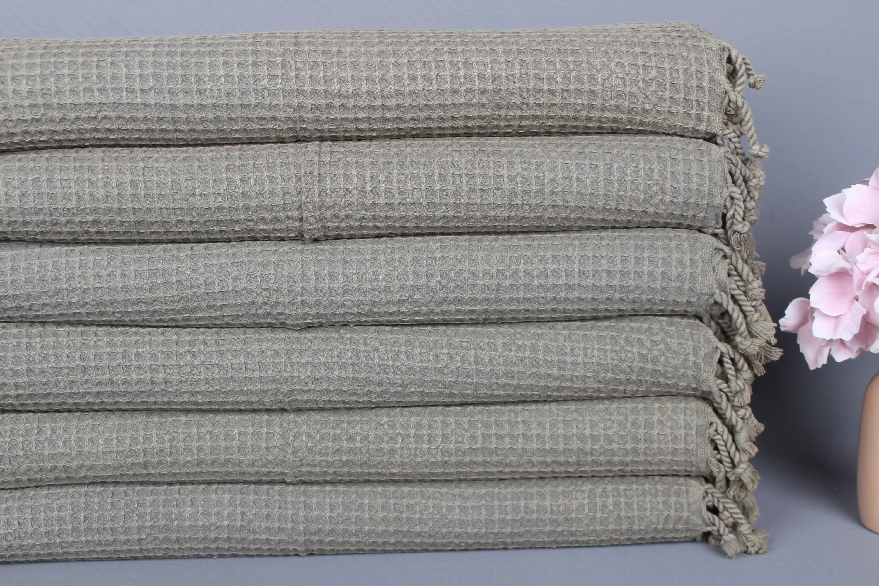 Small Bath Towel Custom Waffle Hand Towel Khaki Green, 20x40 Inches - 1