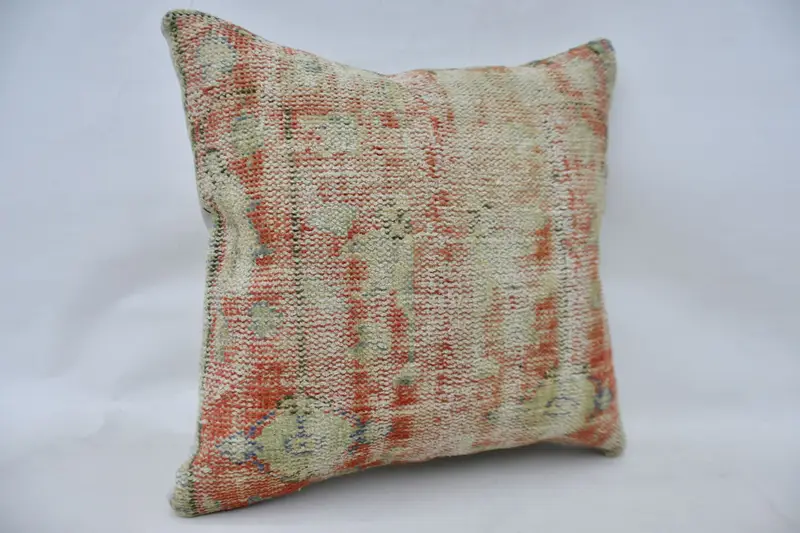 Cushion, Bench Pillow Case, Pillow for Sofa, 24x24 Red Pillow, Vintage Kilim Throw Pillow, Interior Designer Pillow - 3