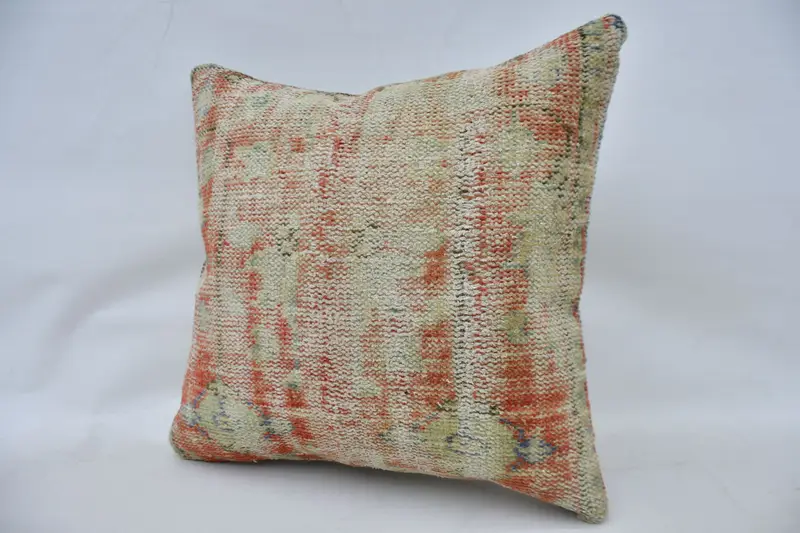 Cushion, Bench Pillow Case, Pillow for Sofa, 24x24 Red Pillow, Vintage Kilim Throw Pillow, Interior Designer Pillow - 6