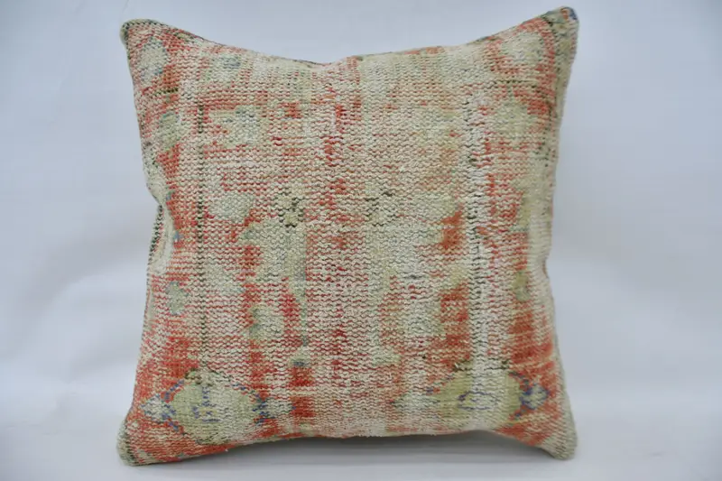 Cushion, Bench Pillow Case, Pillow for Sofa, 24x24 Red Pillow, Vintage Kilim Throw Pillow, Interior Designer Pillow - 1
