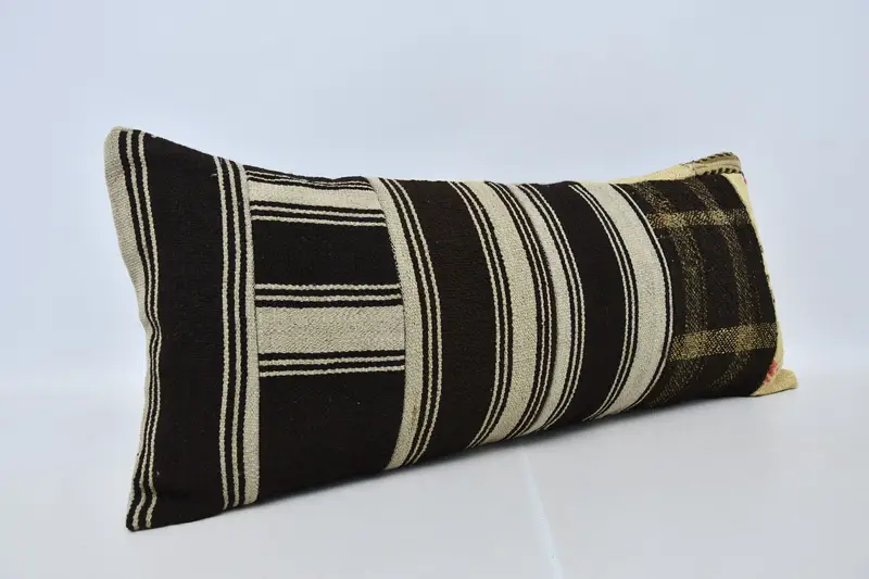 Vintage Kilim Throw Pillow, Cushion Cover, 16x36 Brown Pillow Sham, Hippie Throw Pillow Cover, Kilim Cushion Sham, Antique Pillows - 3