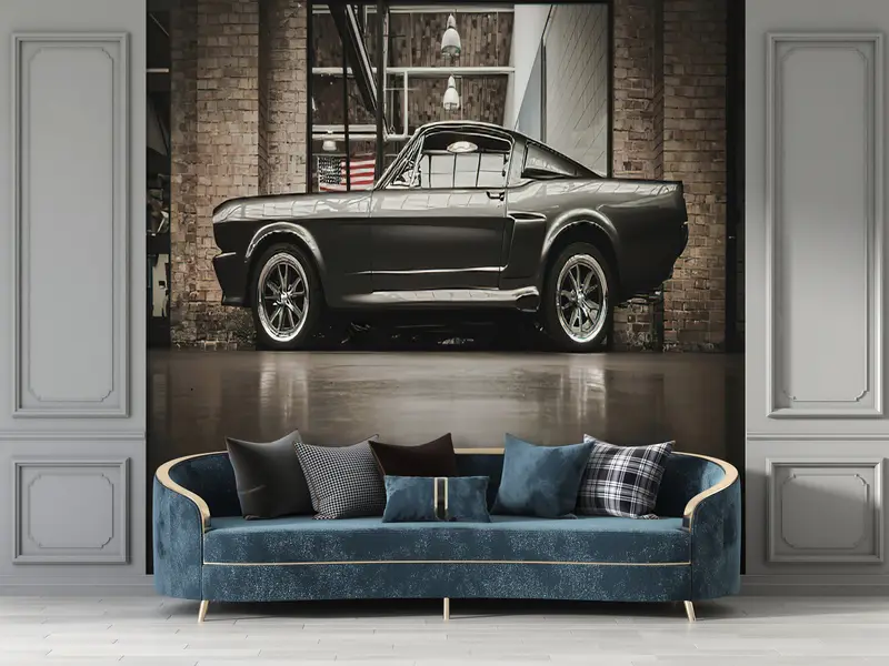 Car Lover Gift Mural, Office Wall Print, Ford Mustang Wall Print, The Ford Mustang Wall Painting, Motivatioanal Mural, Retro Car Wall Painti - 4