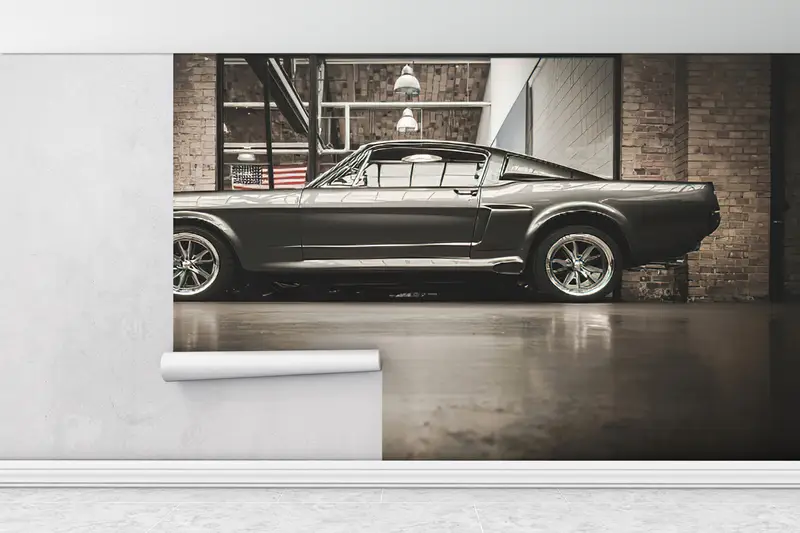 Car Lover Gift Mural, Office Wall Print, Ford Mustang Wall Print, The Ford Mustang Wall Painting, Motivatioanal Mural, Retro Car Wall Painti - 1