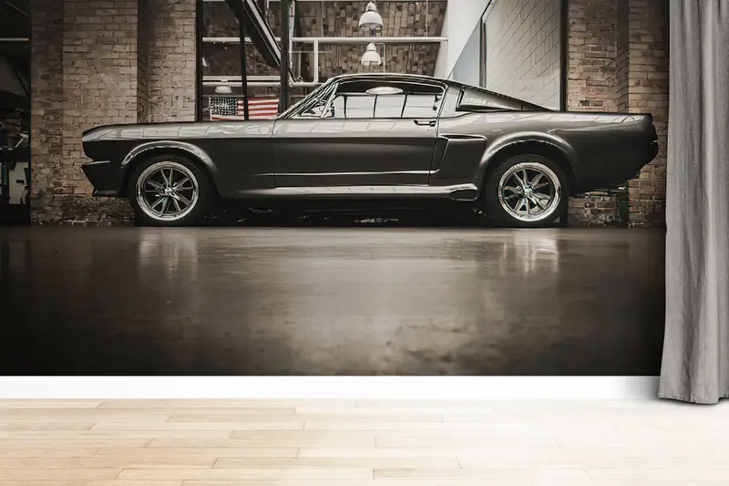 Car Lover Gift Mural, Office Wall Print, Ford Mustang Wall Print, The Ford Mustang Wall Painting, Motivatioanal Mural, Retro Car Wall Painti - 2
