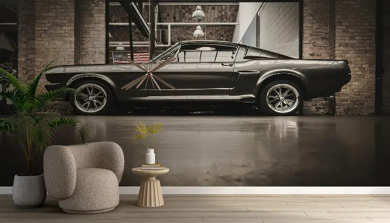 Car Lover Gift Mural, Office Wall Print, Ford Mustang Wall Print, The Ford Mustang Wall Painting, Motivatioanal Mural, Retro Car Wall Painti - 6