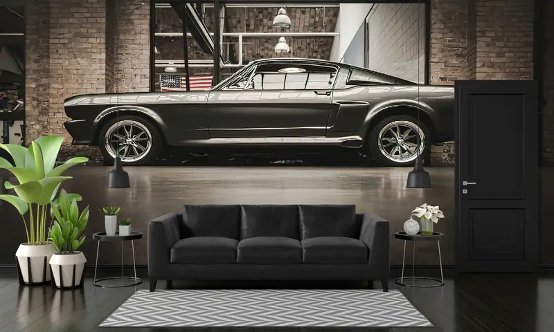 Car Lover Gift Mural, Office Wall Print, Ford Mustang Wall Print, The Ford Mustang Wall Painting, Motivatioanal Mural, Retro Car Wall Painti - 3