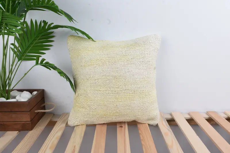 Turkish Pillow, Kilim Pillow Cover, Cushion, 16x16 White Cushion Cover, Bohemian Cushion Pillow Cover, Kilim Pillow, Retro Throw Cushion - 1