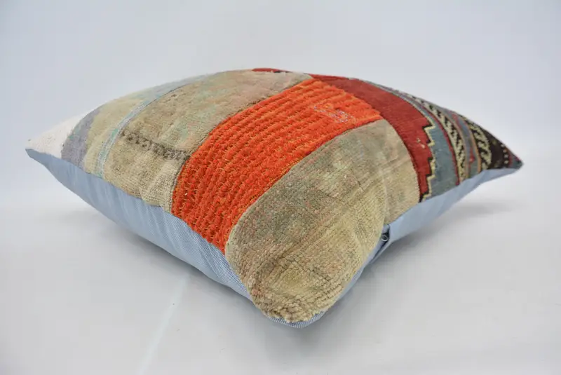 Boho Pillow, 20x28 Orange Pillow, Pillow for Couch, Cushion, Sustainable Pillow Sham, Turkish Kilim Pillow, Ethnic Throw Pillow Sham - 6