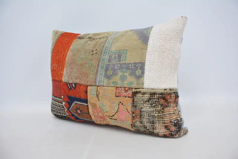 Boho Pillow, 20x28 Orange Pillow, Pillow for Couch, Cushion, Sustainable Pillow Sham, Turkish Kilim Pillow, Ethnic Throw Pillow Sham - 4