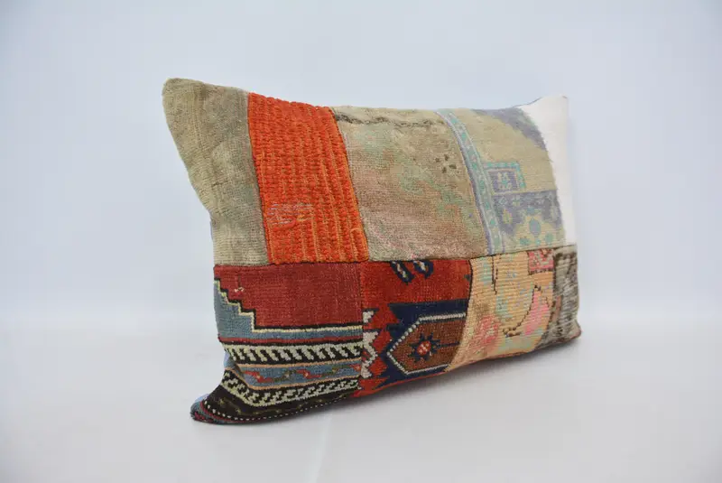 Boho Pillow, 20x28 Orange Pillow, Pillow for Couch, Cushion, Sustainable Pillow Sham, Turkish Kilim Pillow, Ethnic Throw Pillow Sham - 3