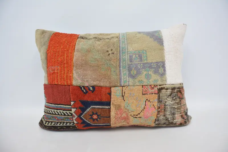 Boho Pillow, 20x28 Orange Pillow, Pillow for Couch, Cushion, Sustainable Pillow Sham, Turkish Kilim Pillow, Ethnic Throw Pillow Sham - 1
