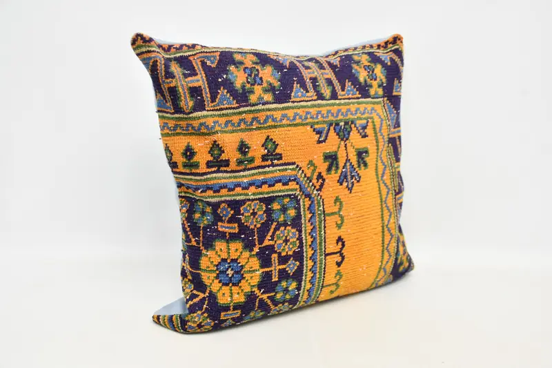 Pillow for Sofa, Vintage Pillow, Indoor Cushion Case, 32x32 Orange Pillow Sham, Pillow Sham, Ikat Pillow Cover, Vintage Kilim Pillow - 3
