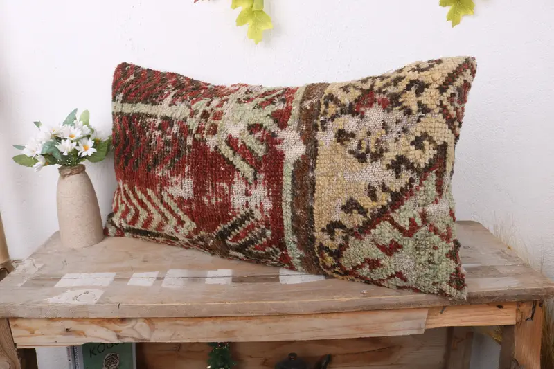 Pillow Sham, Crochet Pattern Pillow Cover, Kilim Pillow Cover, Interior Designer Pillow, Throw Kilim Pillow, 12x24 Red Pillow Case - 4
