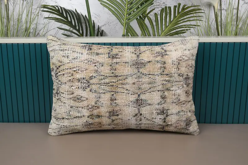 Vintage Beige Cushion Case, Antique 16x24 inch Cushion - 1