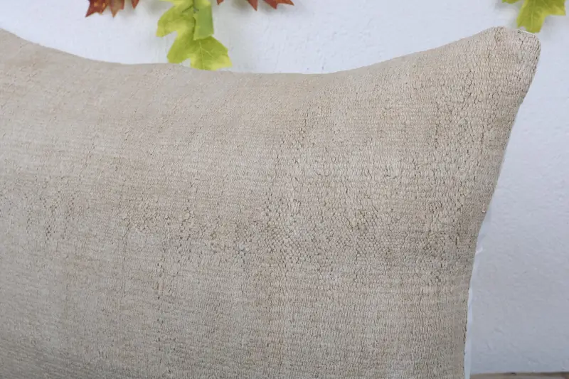 Handwoven Cushion Case, 16x24 Beige Cushion Cover, Pillow for Sofa, Turkish Corner Cushion, Vintage Kilim Throw Pillow, Vintage Pillow, Cushion Case - 5