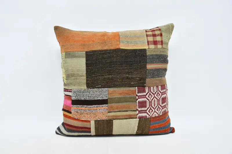Patio Cushion, 28x28 Brown Pillow Sham, Bohemian Cushion Pillow Sham, Throw Kilim Pillow, Gift Pillow, Interior Designer Pillow, Cushion Cover - 1