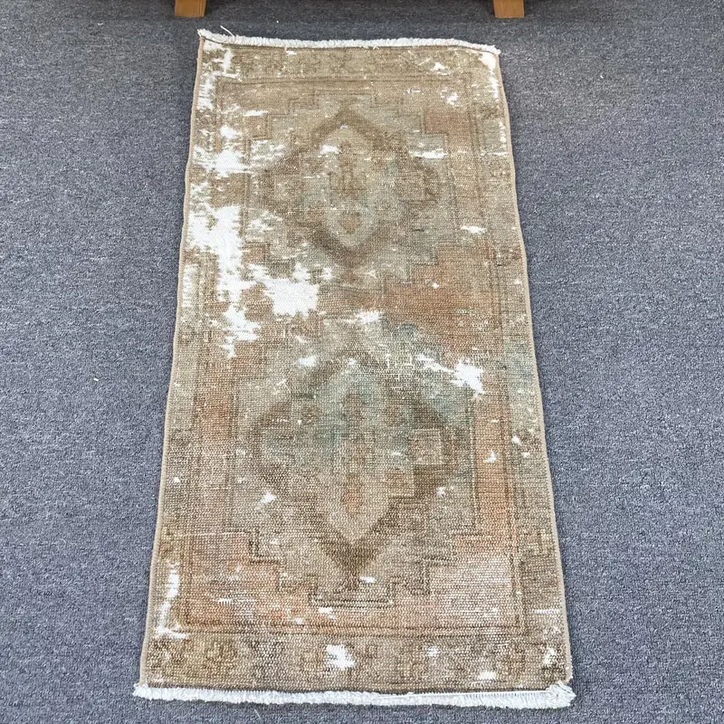 Alfombra Marrón Ombré, 1,3x2,6 pies con detalles en bronce