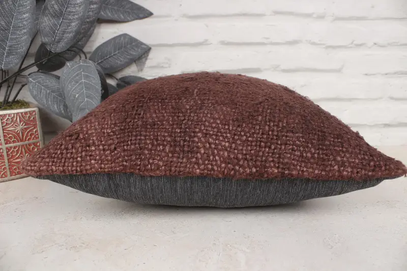 Shabby Chic Cushion Case, Gift Pillow, Handmade Kilim Cushion, Pillow for Sofa, 14x14 Brown Pillow Cover, Designer Throw Cushion Cover, Pillow Case - 5