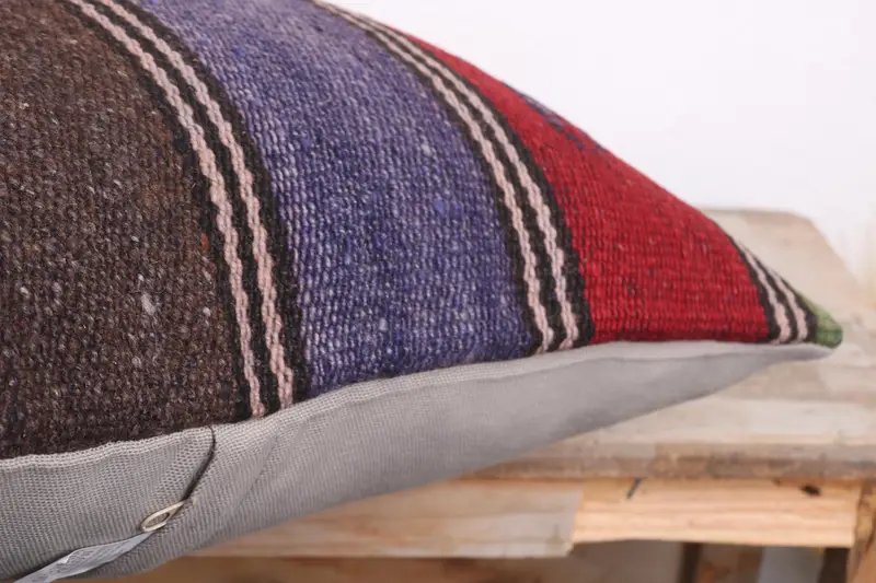 18x18 Blue Cushion Cover, Office Chair Cushion Cover, Pillow, Kilim Pillow, Throw Kilim Pillow, Cozy Throw Cushion Cover, Turkish Pillow - 6