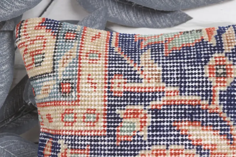 Cushion Cover, Turkish Kilim Pillow, Customized Pillow Sham, Art Deco Cushion, Vintage Kilim Pillow, 12x12 Blue Pillow Cover, Handmade Kilim Cushion - 2
