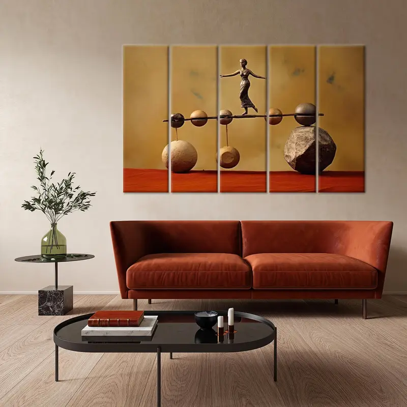 Balance Canvas Art, Abstract Wall Decor, Woman Canvas Art, Office Art Decor, Modern Canvas Art, Surreal Canvas Art, Trendy Canvas Art, - 4