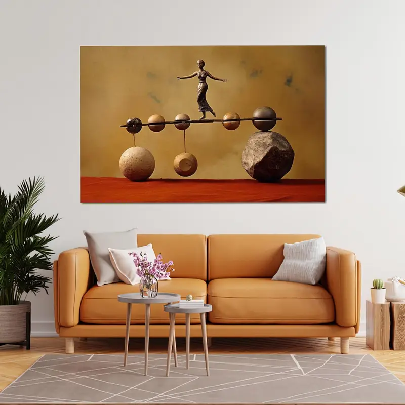 Balance Canvas Art, Abstract Wall Decor, Woman Canvas Art, Office Art Decor, Modern Canvas Art, Surreal Canvas Art, Trendy Canvas Art, - 1