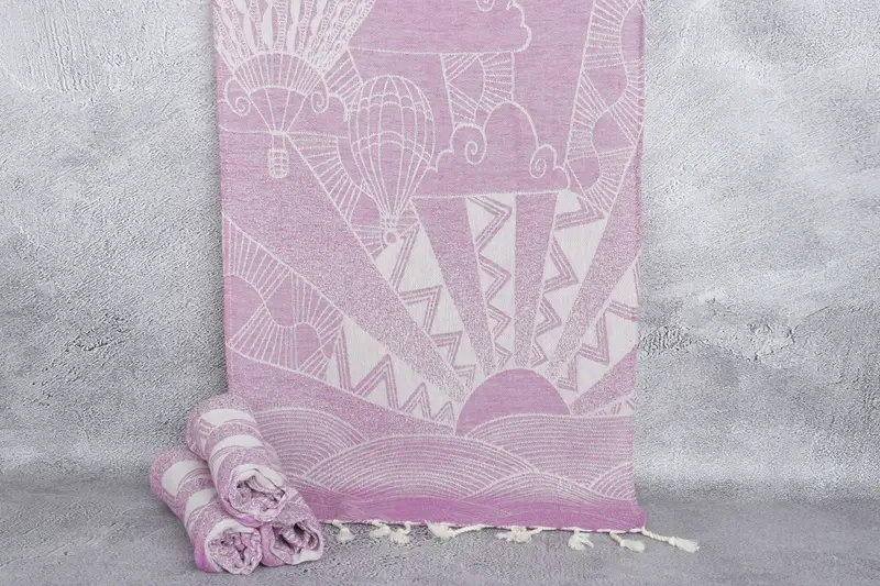 Badezimmer-Gesichtshandtuch, Monogramm-Handtuch, lila Heißluftballon-Design, 45,7 x 91,4 cm